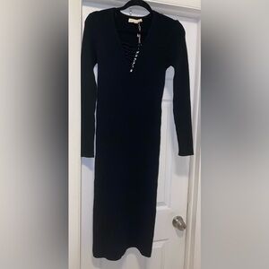 NWT Sweater dress, Black Ribbed midi dress size S